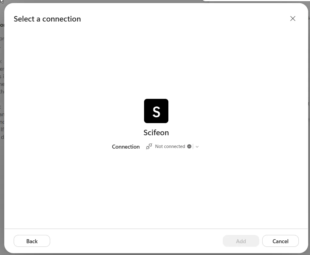 Selecting the Scifeon connection