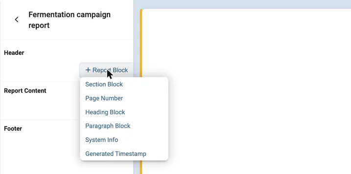 The list of blocks you can add to the header