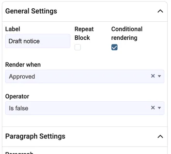 A condition that shows the block when the experiment is not approved