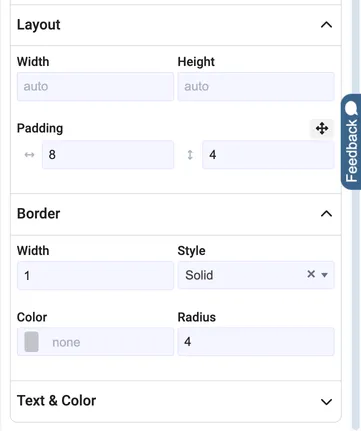 The Layout and Border settings of the status box