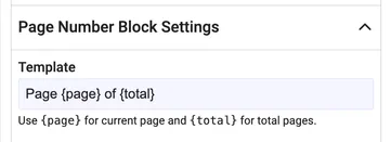 Page Number settings