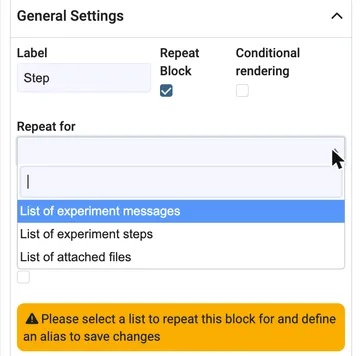 The lists you can repeat a block for