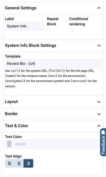 System Info settings
